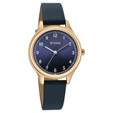 Titan Women's Analog Watch Blue Dial With Blue Leather Strap , 2781WL01